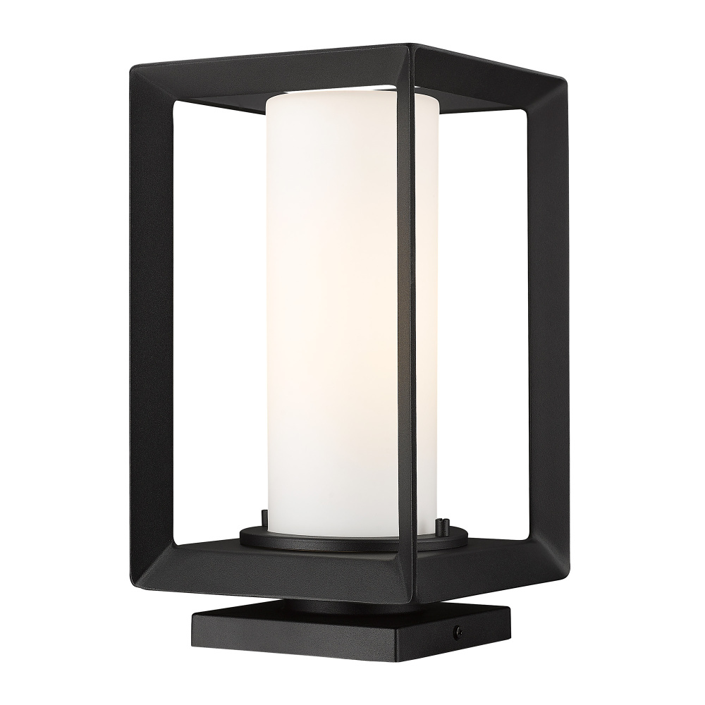 Golden Lighting Smyth 1-light Outdoor Pier Mount in Natural Black and Opal Glass